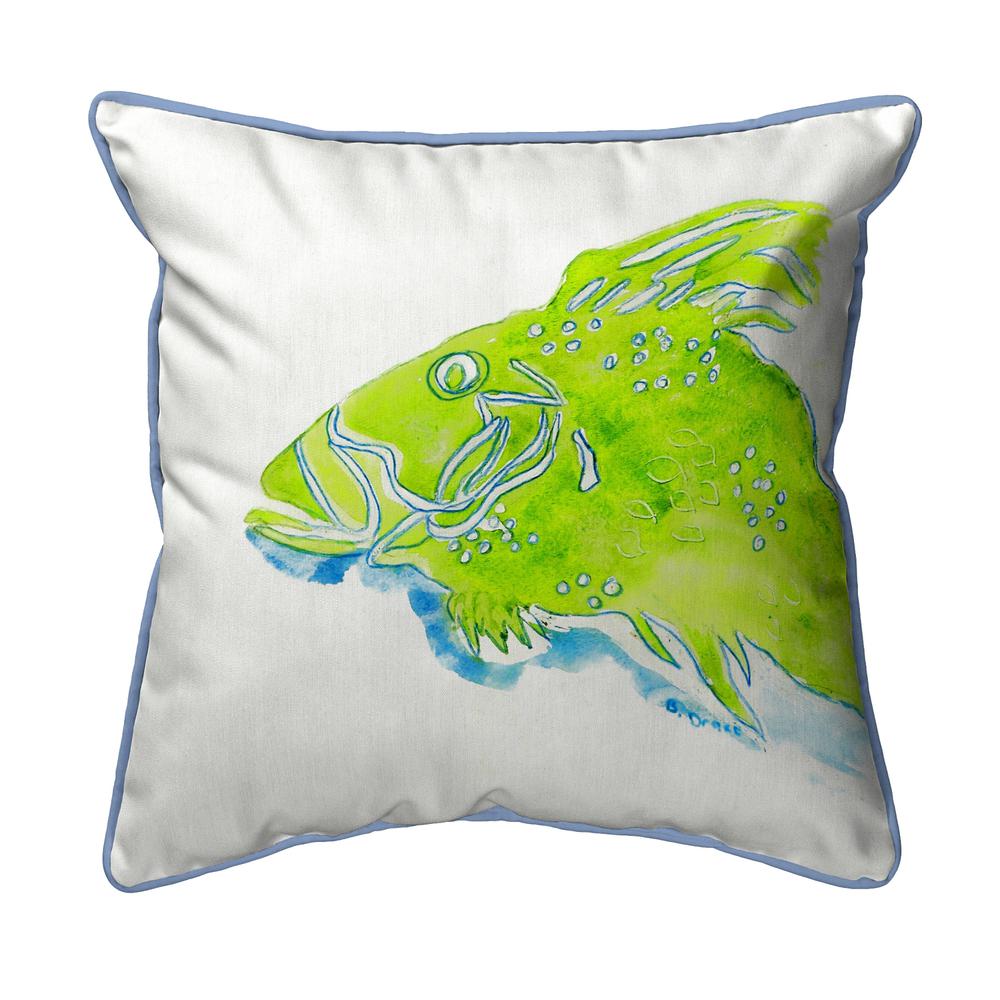 Green Fish Large Indoor/Outdoor Pillow 18x18. The main picture.