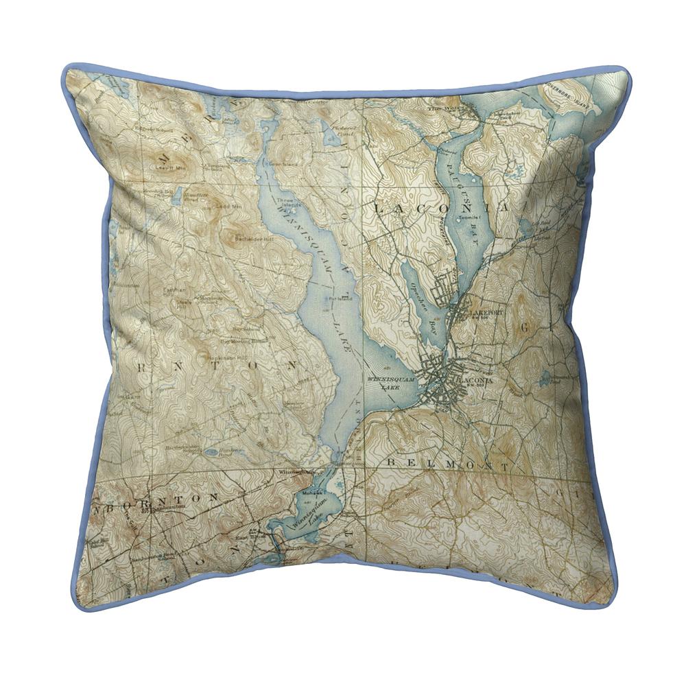 Lake Winnisquam, NH Nautical Map Large Corded Indoor/Outdoor Pillow 18x18. Picture 1