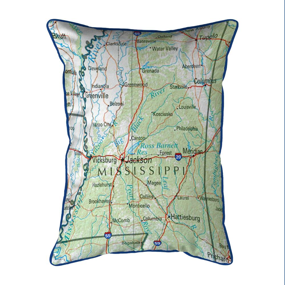 Mississippi, MS Nautical Map Large Corded Indoor/Outdoor Pillow 16x20. Picture 1