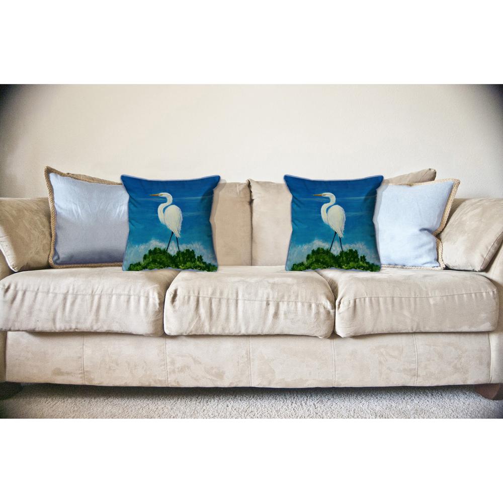 Great Egret Large Indoor/Outdoor Pillow 18x18. Picture 3