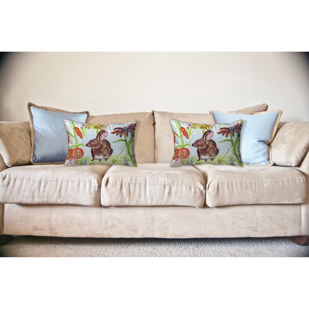 Brown Rabbit Left Large Indoor/Outdoor Pillow 16x20. Picture 3