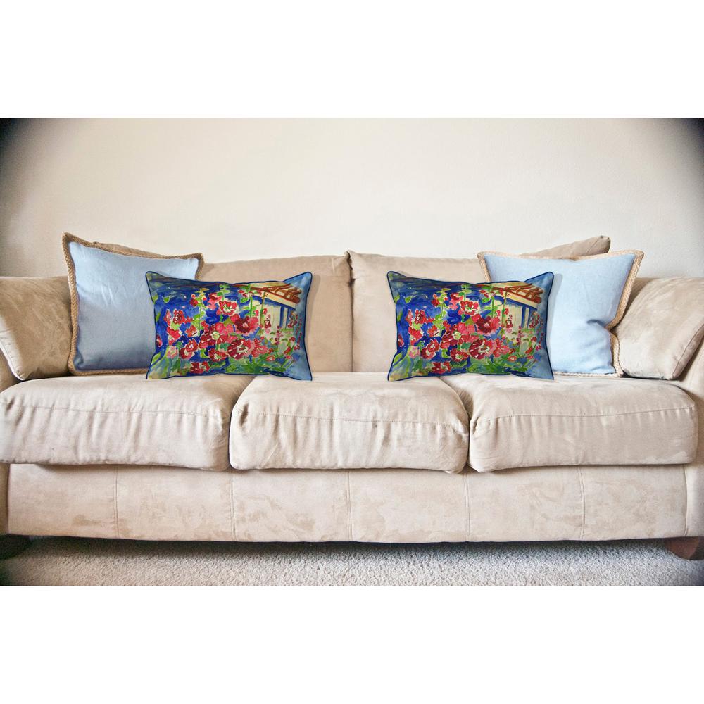Hollyhocks Large Indoor/Outdoor Pillow 16x20. Picture 3