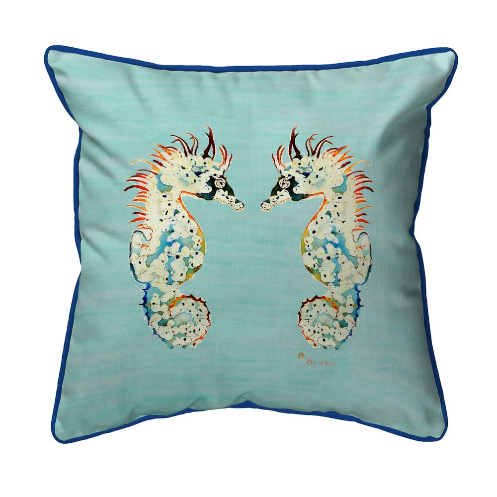 Betsy's Sea Horses - Teal Large Indoor/Outdoor Pillow 18x18. Picture 1