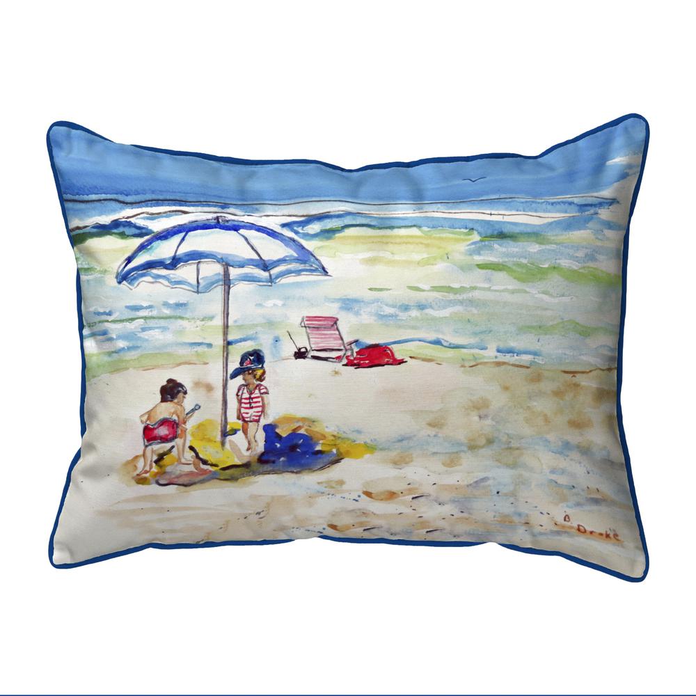 Playing On The Beach Large Indoor/Outdoor Pillow 16x20. Picture 1