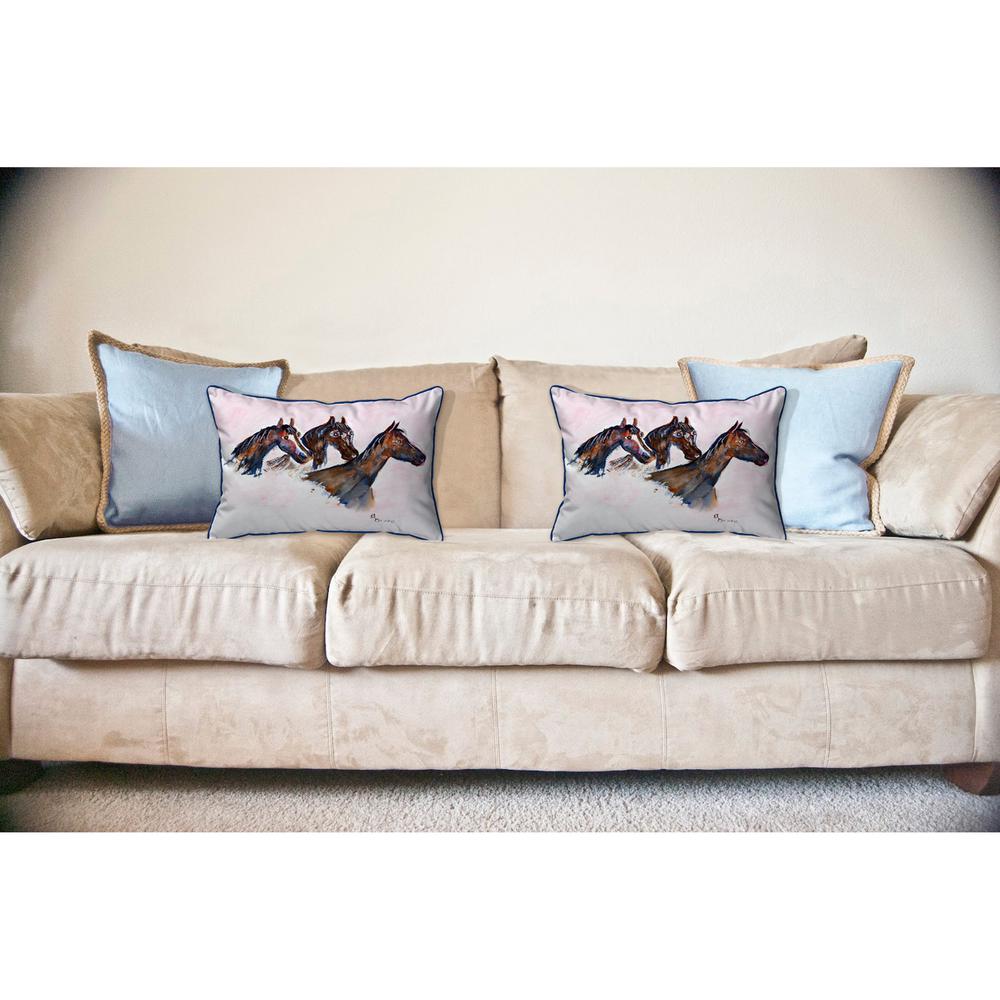 Three Horses Large Indoor/Outdoor Pillow 16x20. Picture 3