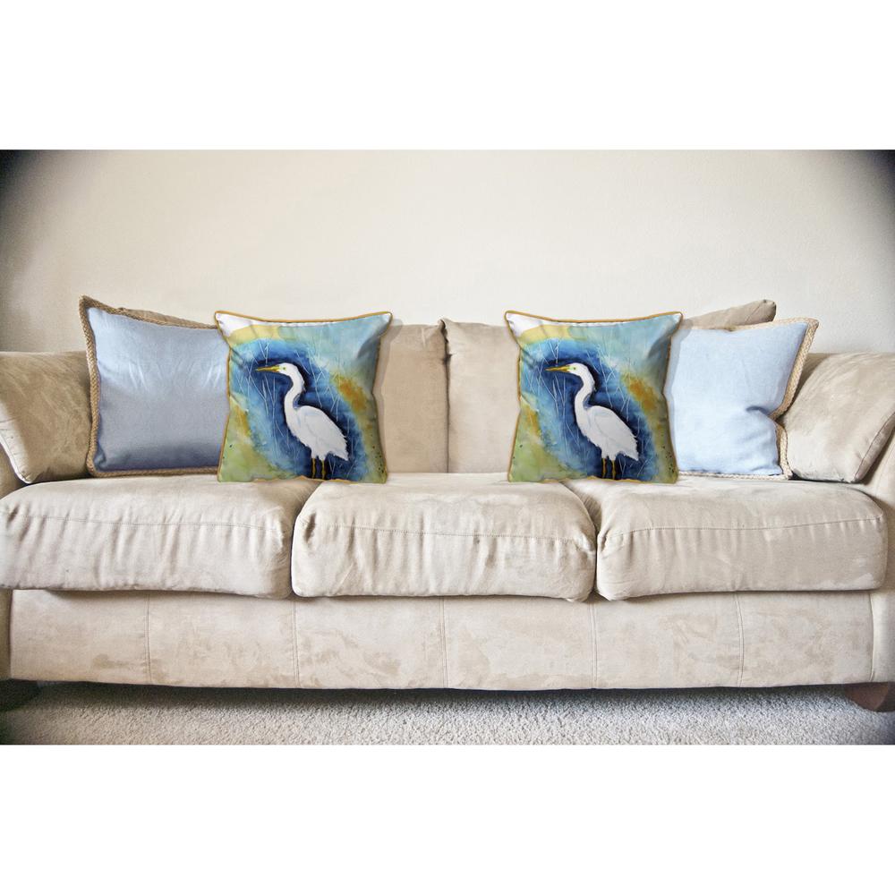 Great Egret Left Large Indoor/Outdoor Pillow 18x18. Picture 3