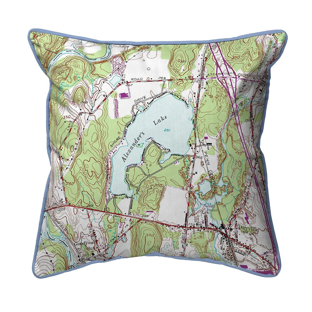 Alexander's Lake, CT Nautical Map Large Corded Indoor/Outdoor Pillow 18x18. Picture 1