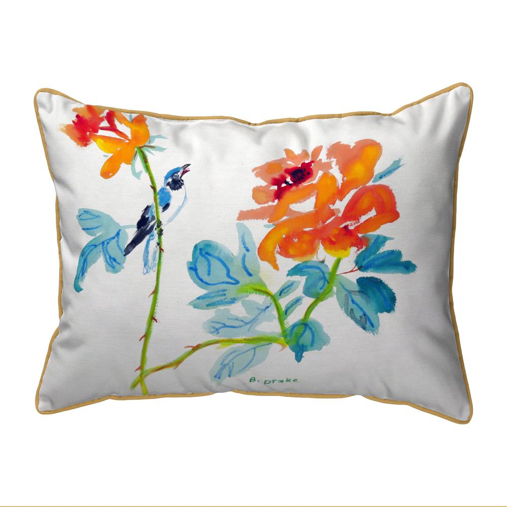 Bird & Roses Large Indoor/Outdoor Pillow 16x20. Picture 1