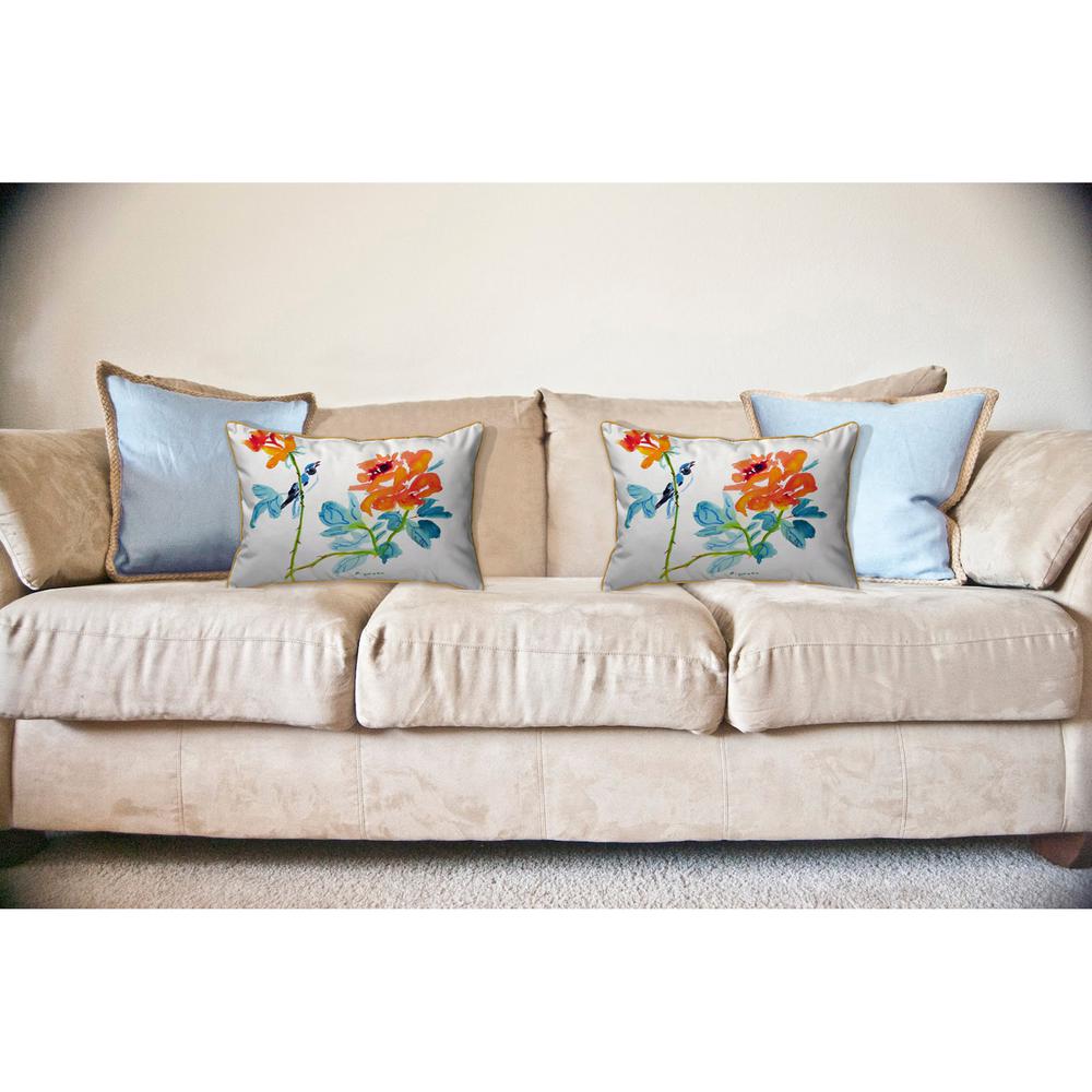 Bird & Roses Large Indoor/Outdoor Pillow 16x20. Picture 3
