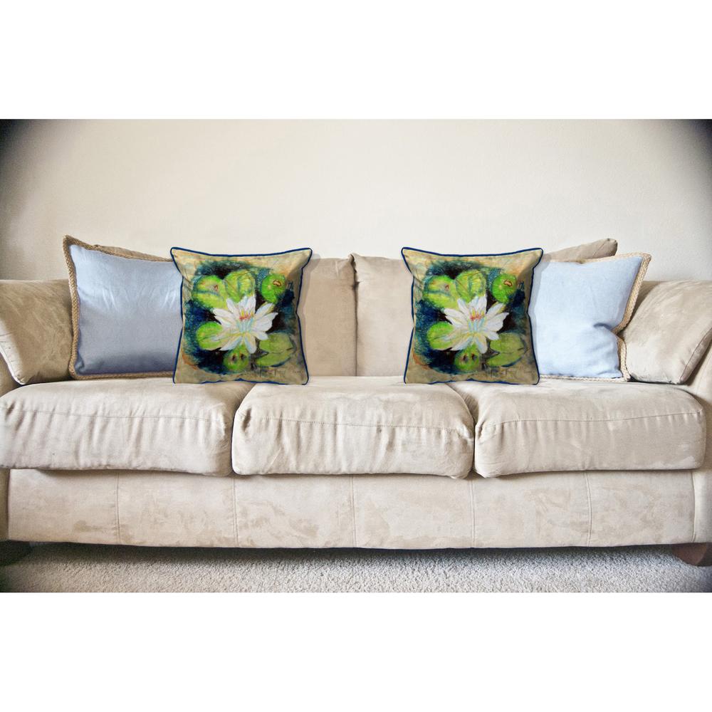 Water Lily on Rice Large Indoor/Outdoor Pillow 18x18. Picture 3
