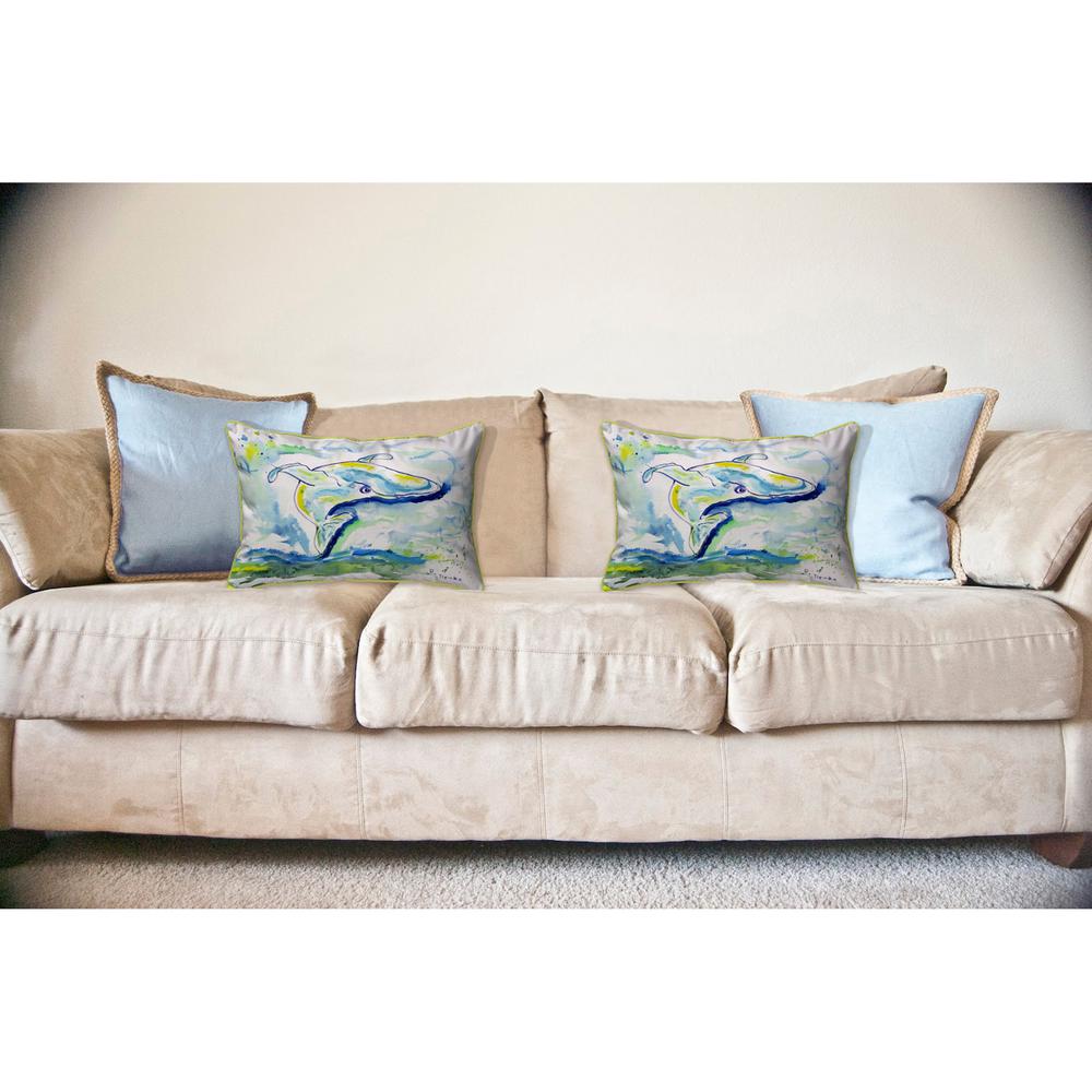 Blue Whale Large Indoor/Outdoor Pillow 16x20. Picture 3