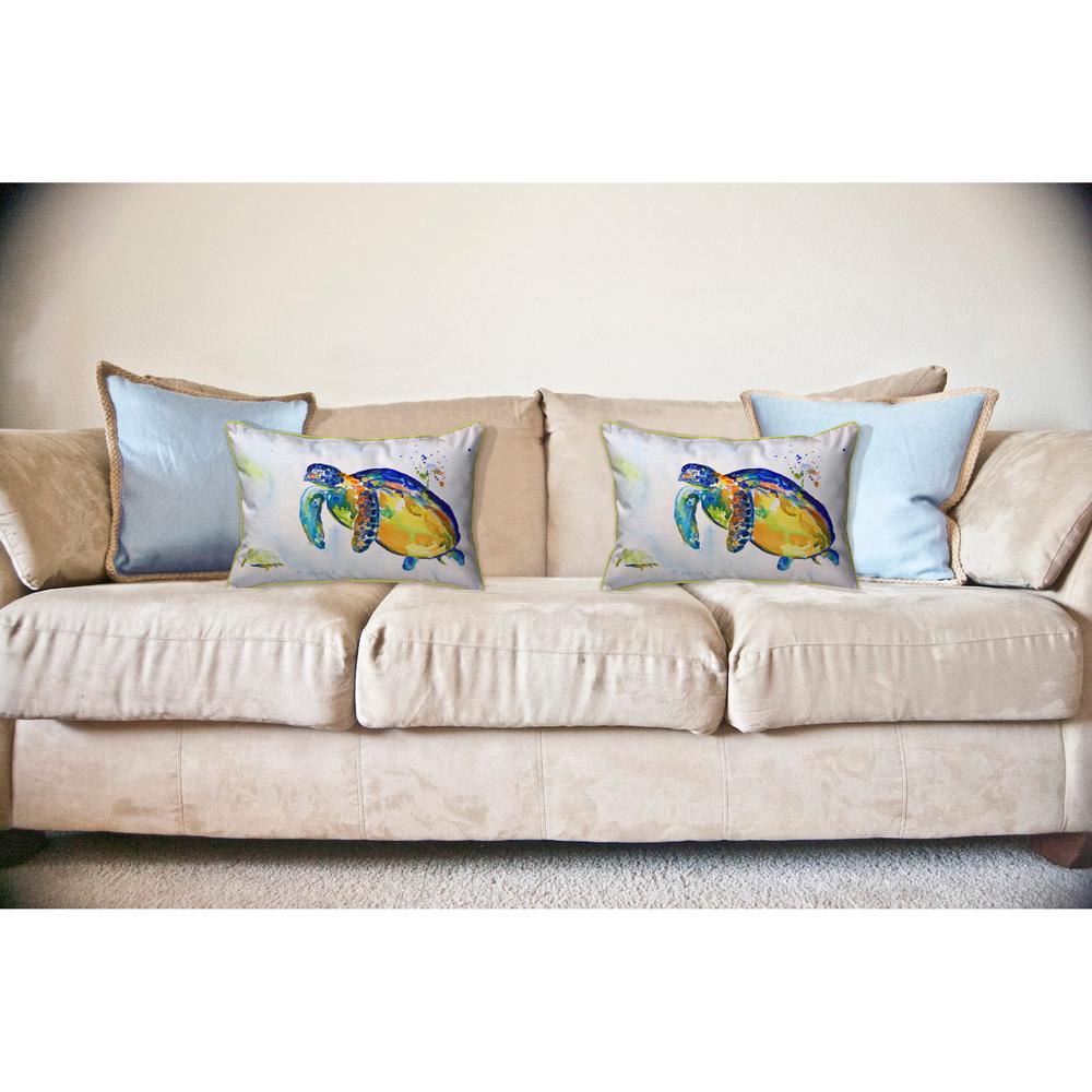 Blue Sea Turtle II Large Indoor/Outdoor Pillow 16x20. Picture 3