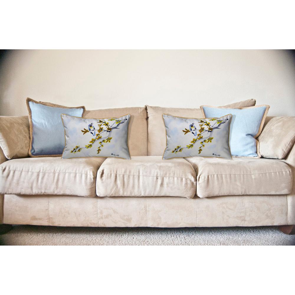 Bird & Forsythia Large Indoor/Outdoor Pillow 16x20. Picture 3