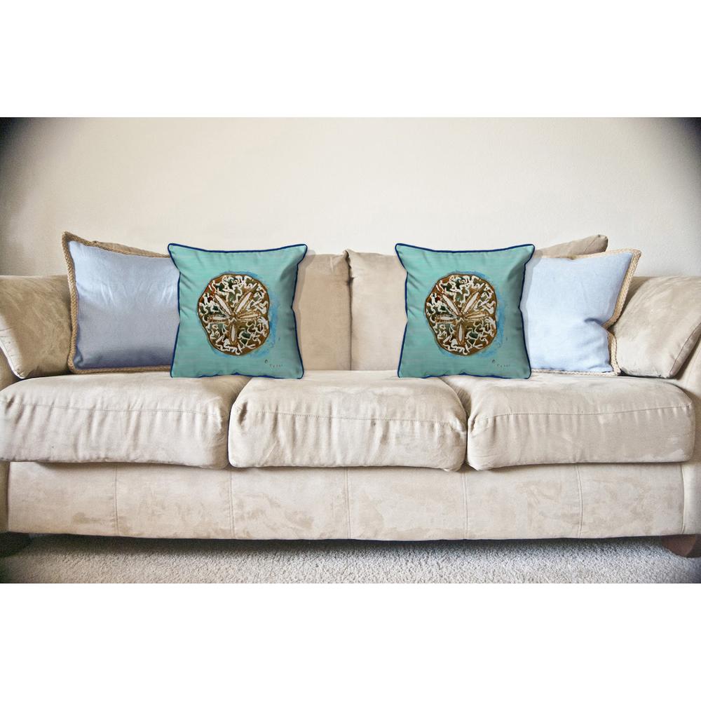 Sand Dollar - Teal Large Indoor/Outdoor Pillow 18x18. Picture 3