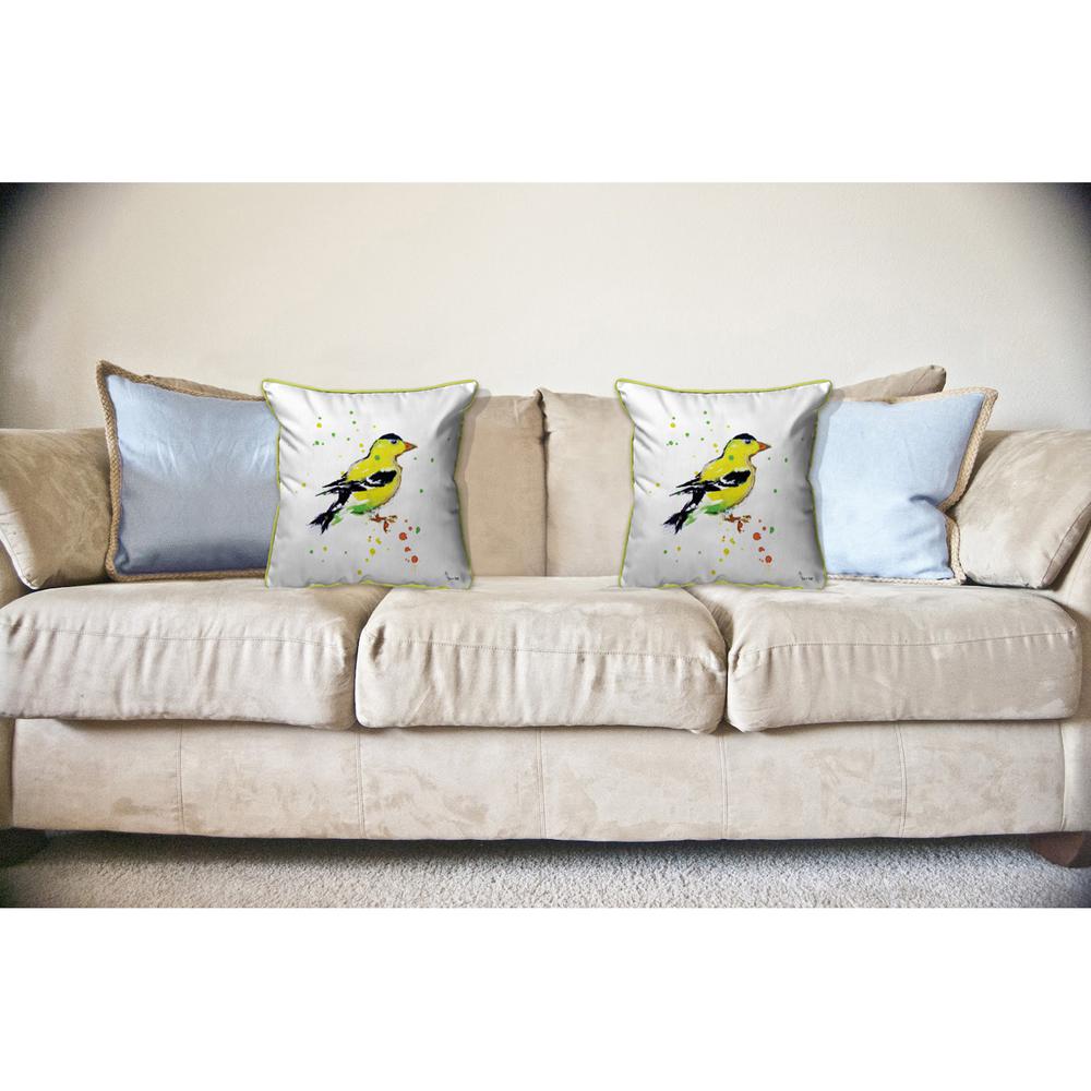 Betsy's Goldfinch Large Indoor/Outdoor Pillow 18x18. Picture 3