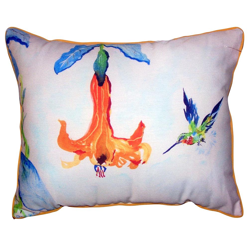 Hummingbird & Trumpet Vine Large Indoor/Outdoor Pillow 16x20. Picture 1