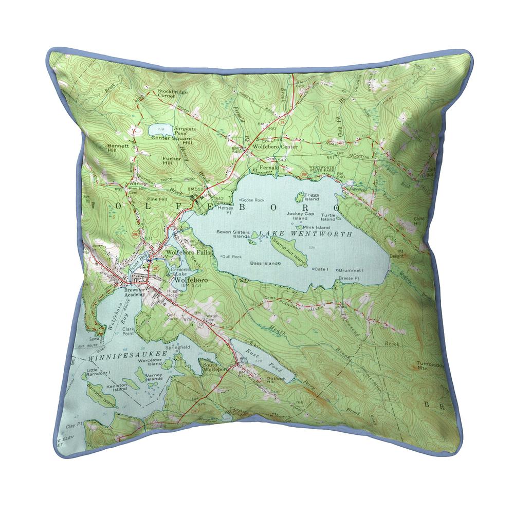 Lake Wentworth, NH Nautical Map Large Corded Indoor/Outdoor Pillow 18x18. Picture 1