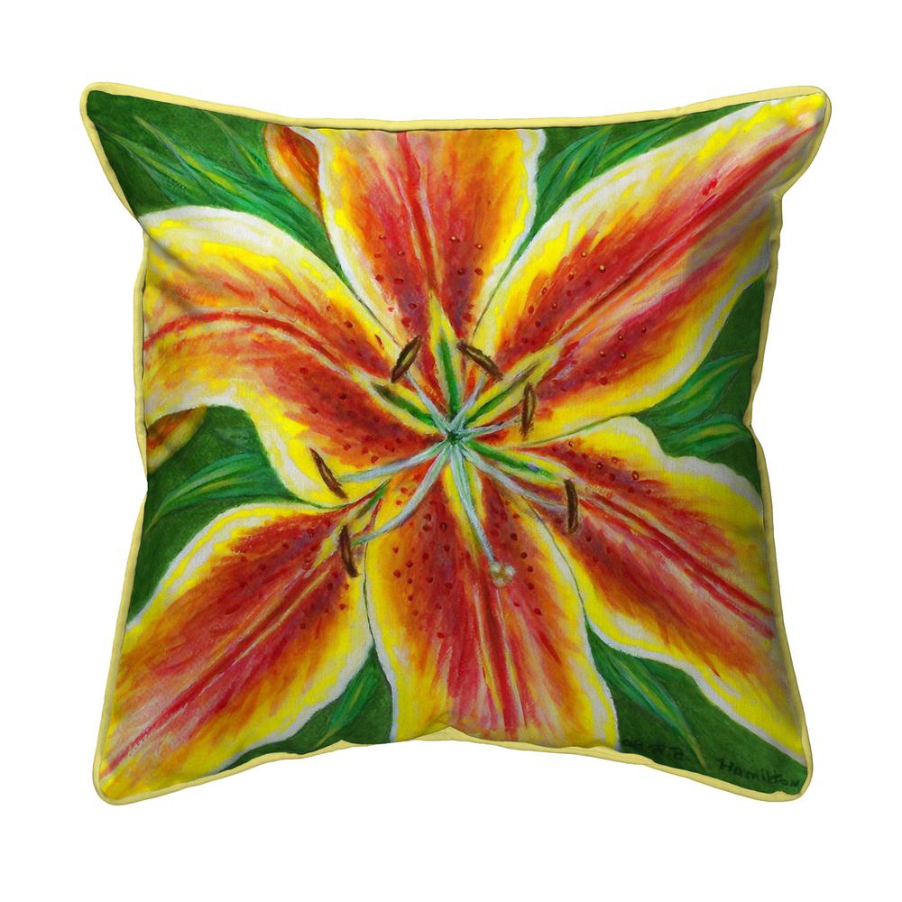 Yellow Lily Large Indoor/Outdoor Pillow 18x18. Picture 1