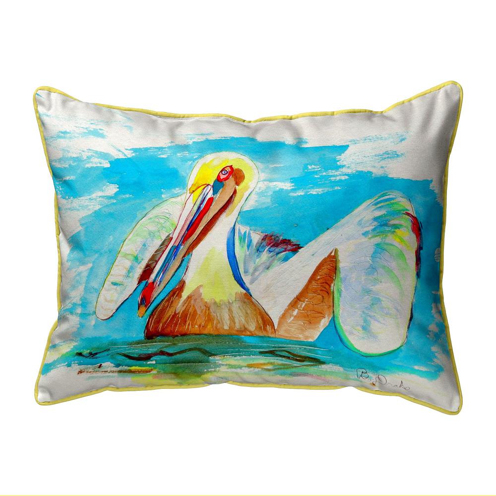 Pelican in Teal Large Indoor/Outdoor Pillow 16x20. Picture 1