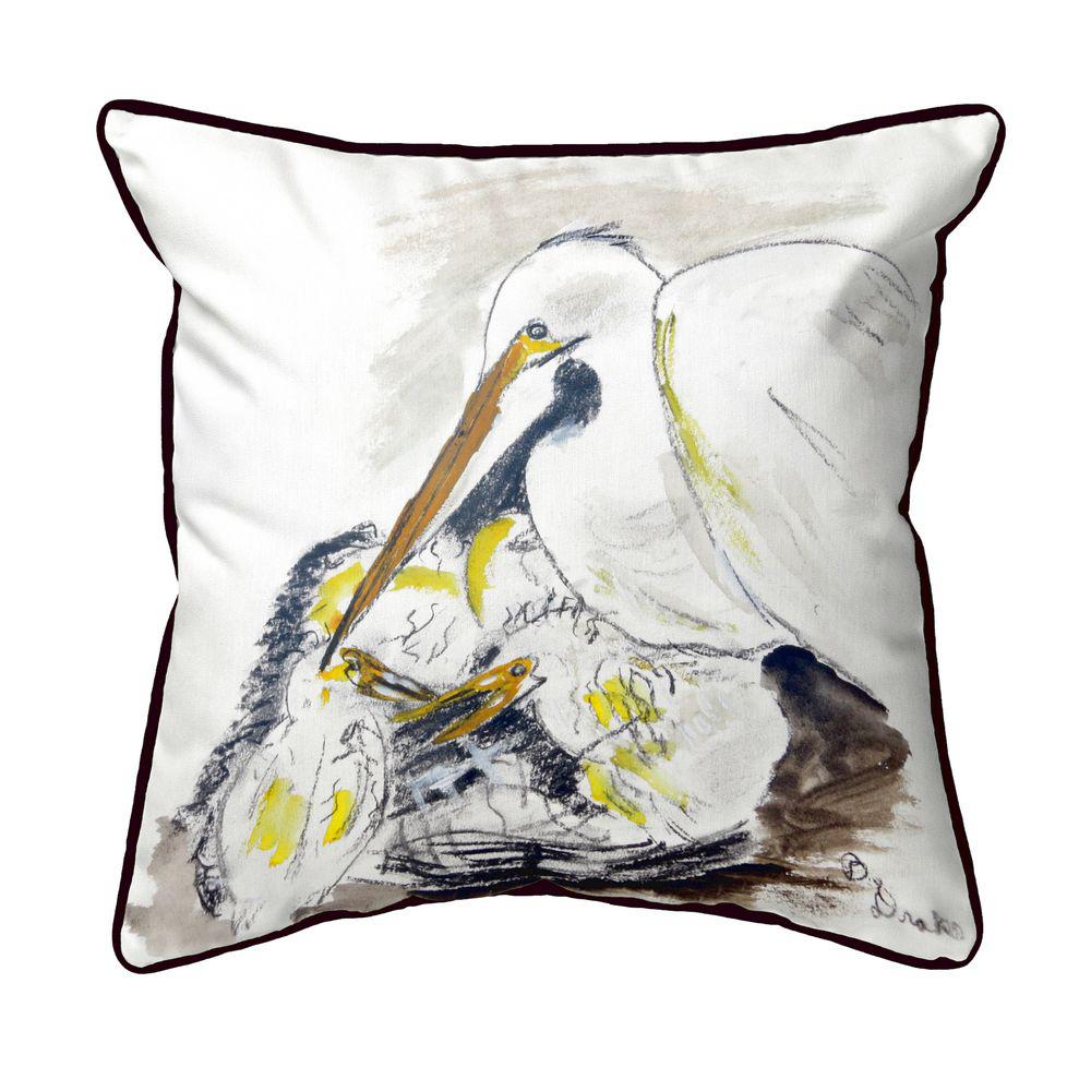 Egret & Chicks Large Indoor/Outdoor Pillow 18x18. Picture 1