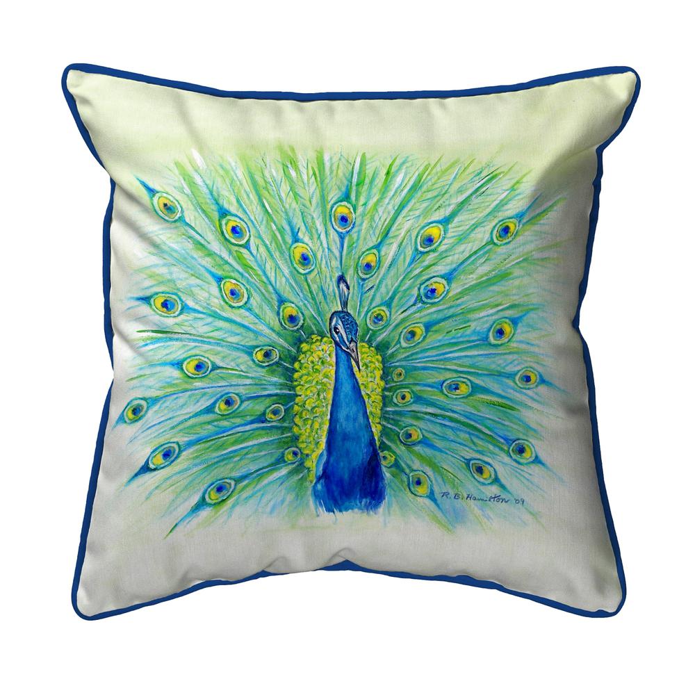 Peacock Large Indoor/Outdoor Pillow 18x18. Picture 1