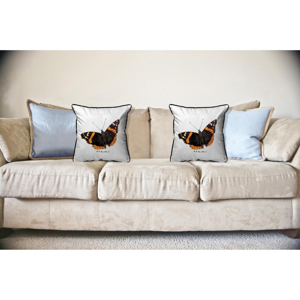 Red Admiral ButterFly Large Indoor/Outdoor Pillow 18x18. Picture 3