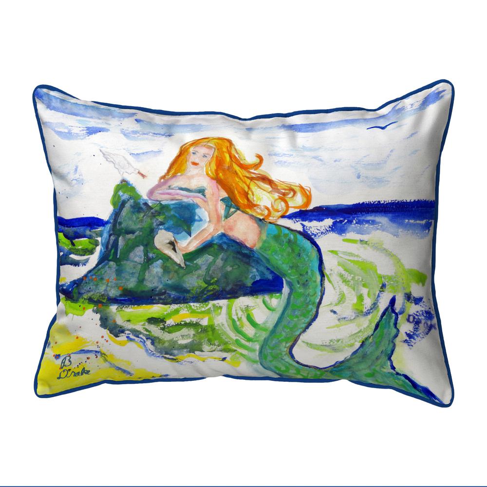 Mermaid on Rock Large Pillow 16x20. Picture 1