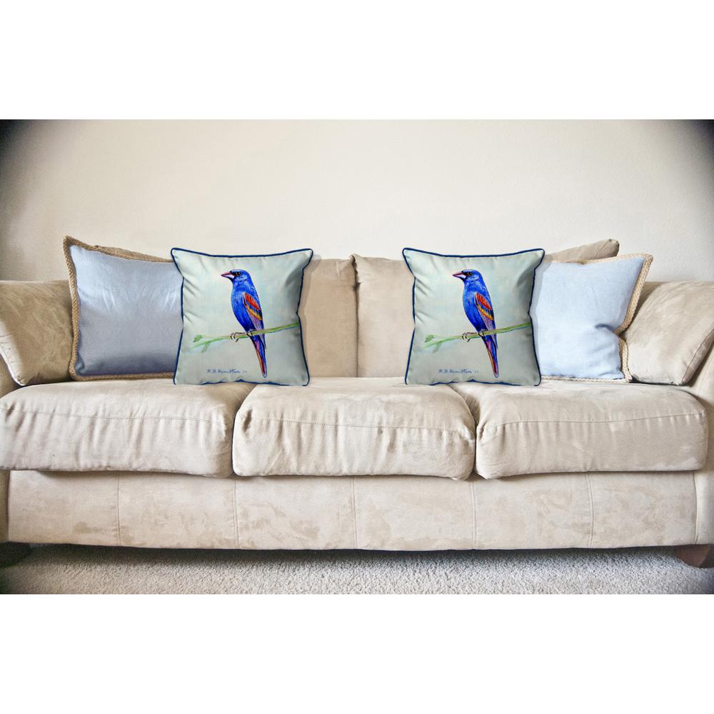 Blue Grosebeak Large Pillow 16x20. Picture 3