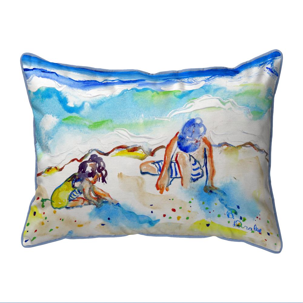 Playing in Sand Large Indoor/Outdoor Pillow 16x20. Picture 1