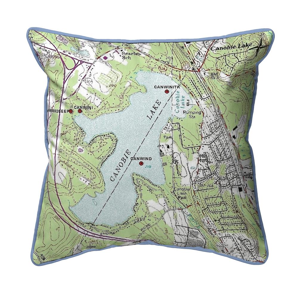 Canobie Lake, NH Nautical Map Large Corded Indoor/Outdoor Pillow 18x18. Picture 1