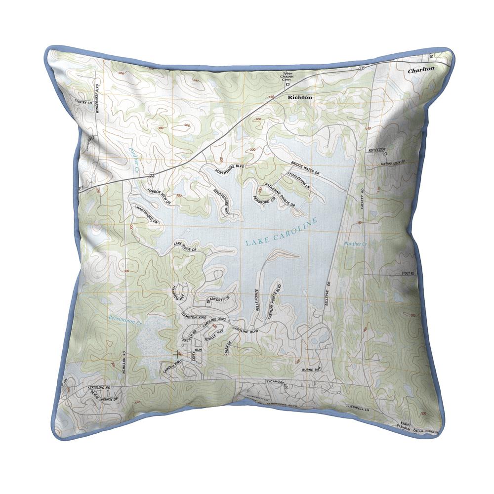 Lake Caroline, MS Nautical Map Large Corded Indoor/Outdoor Pillow 18x18. Picture 1