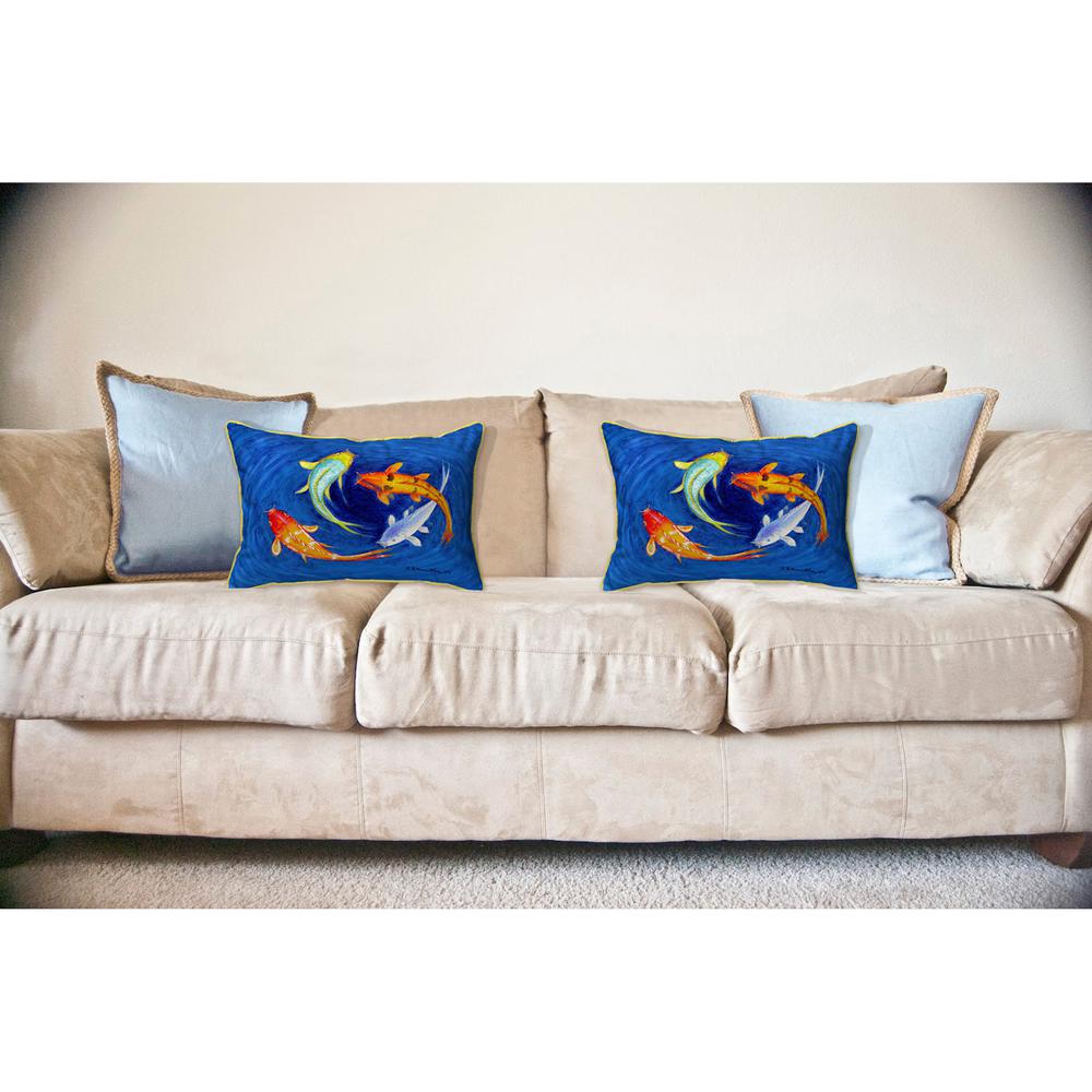 Swirling Koi Large Indoor/Outdoor Pillow 16x20. Picture 3