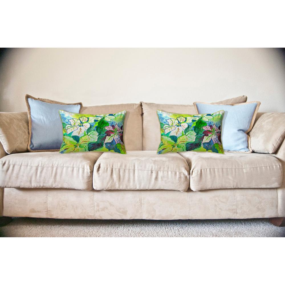 White Poinsettia Large Indoor/Outdoor Pillow 16x20. Picture 3