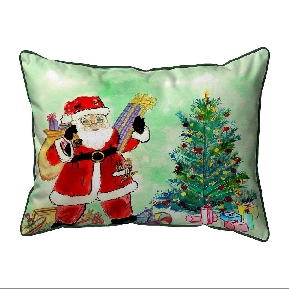 Santa & Tree Large Indoor/Outdoor Pillow 16x20. Picture 1