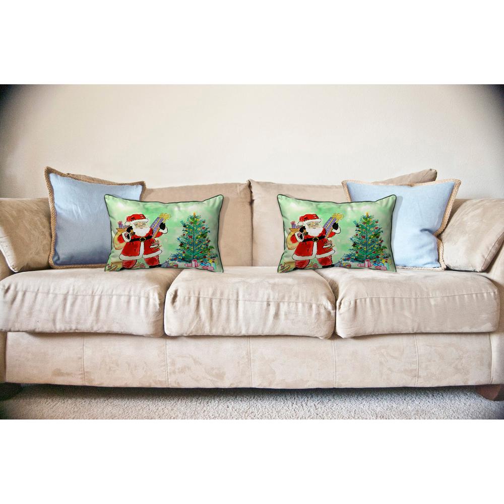 Santa & Tree Large Indoor/Outdoor Pillow 16x20. Picture 3