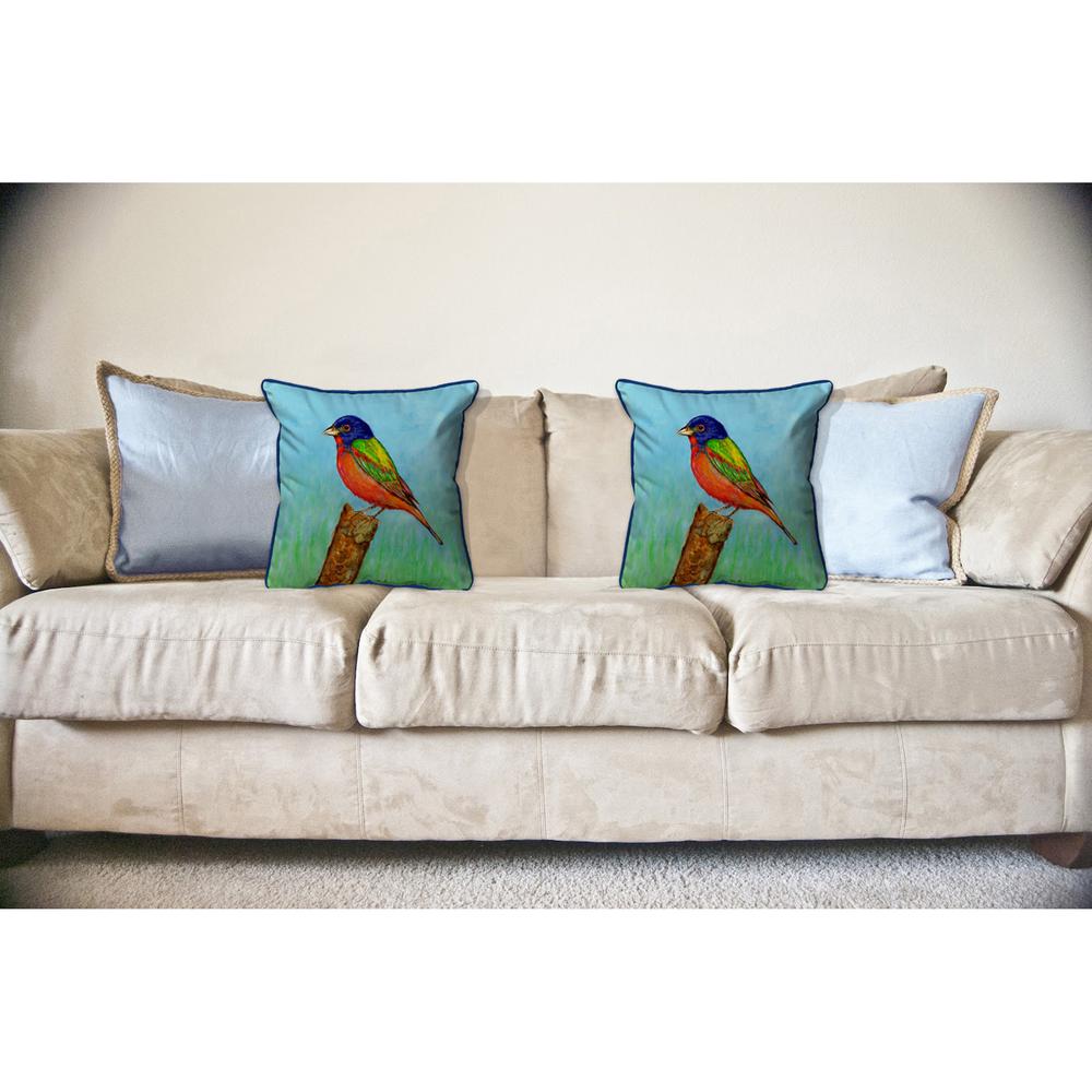 Painted Bunting Large Indoor/Outdoor Pillow 18x18. Picture 3