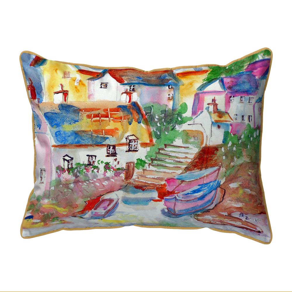Boats At Steps Large Indoor/Outdoor Pillow 16x20. Picture 1