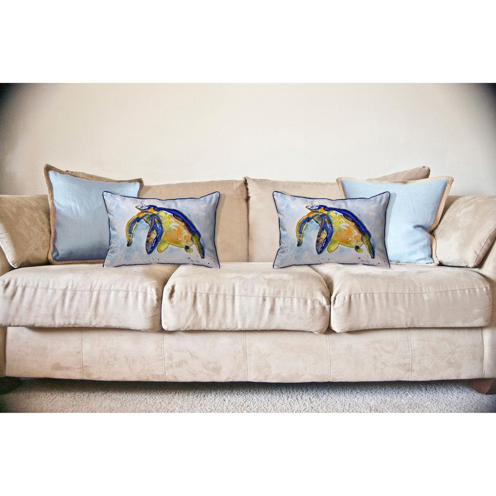 Blue Sea Turtle - Left Large Indoor/Outdoor Pillow 16x20. Picture 3