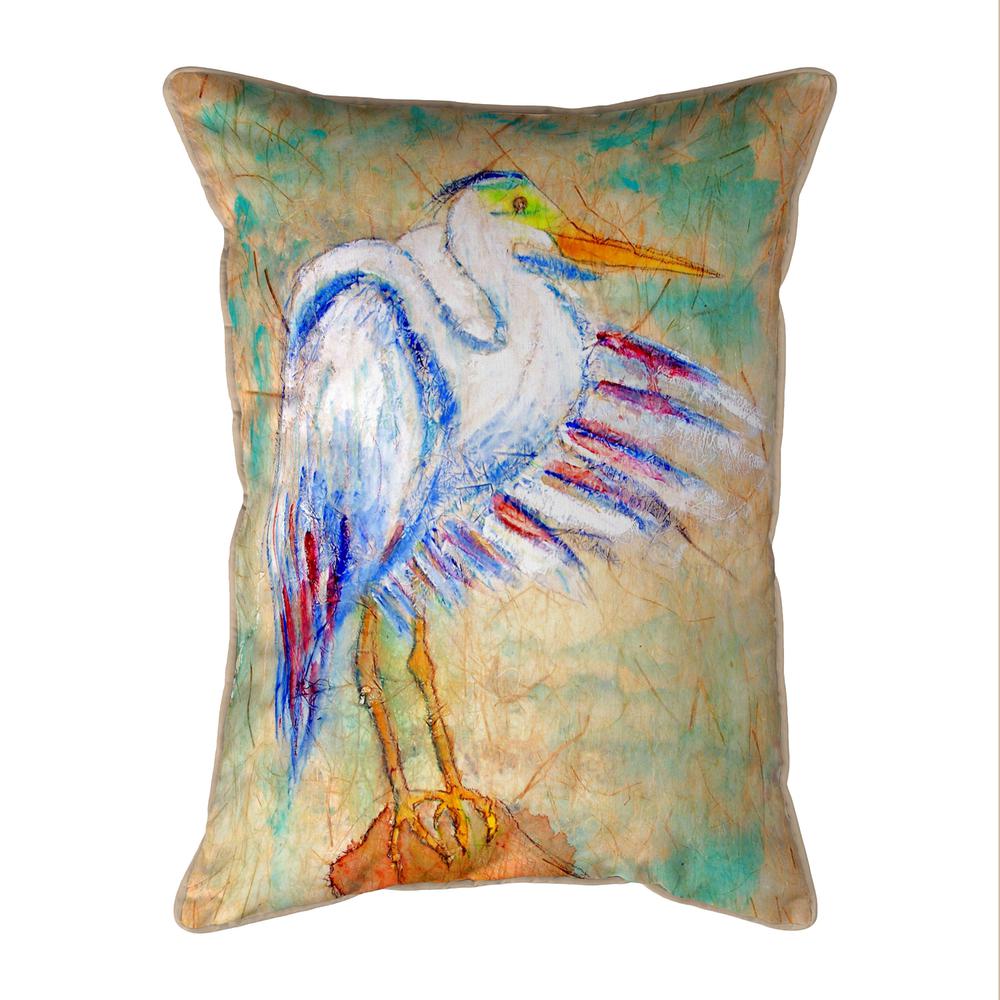 Egret on Rice Large Indoor/Outdoor Pillow 16x20. Picture 1