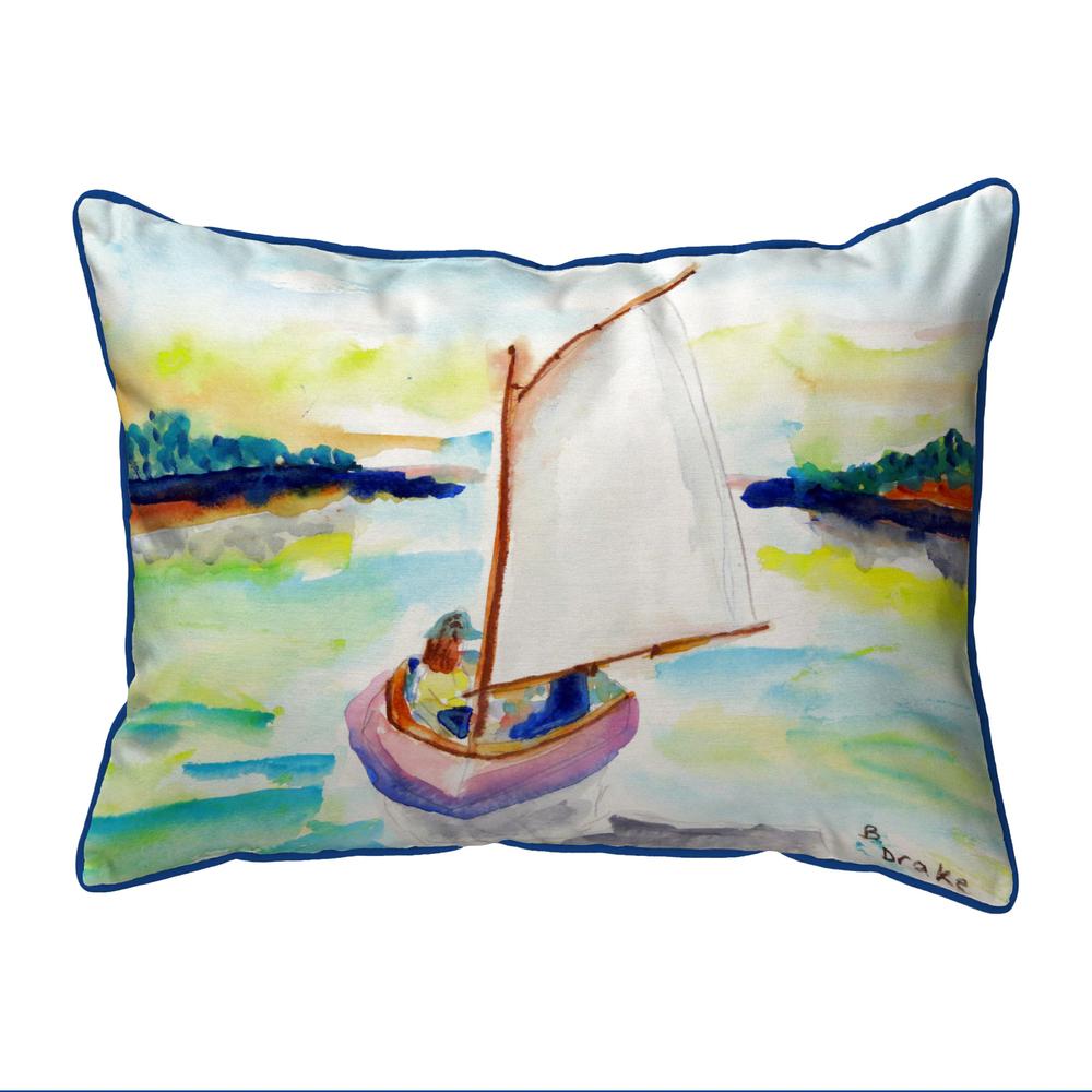 Pink Sailboat Large Indoor/Outdoor Pillow 16x20. Picture 1