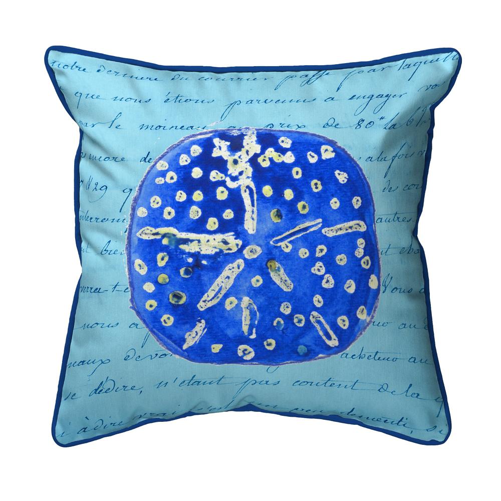 Blue Sand Dollar Large Indoor/Outdoor Pillow 18x18. Picture 1