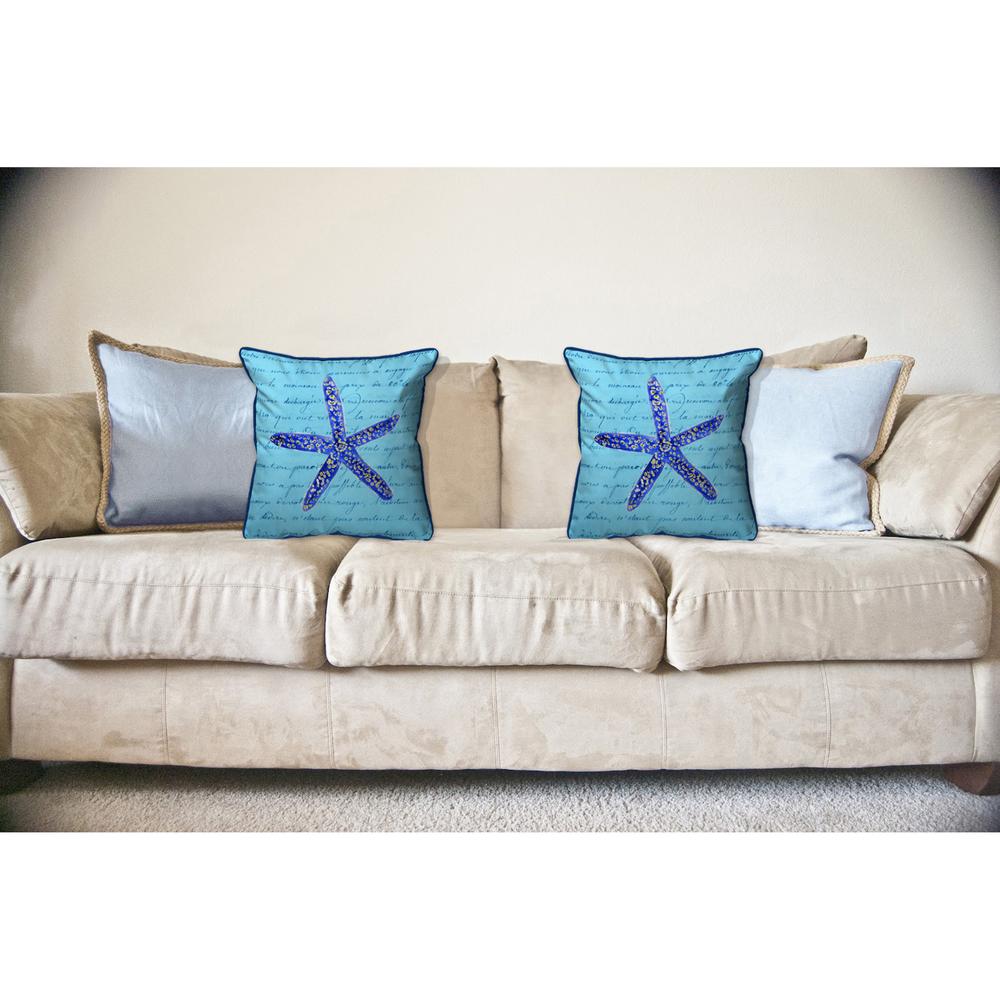 Blue Starfish Large Indoor/Outdoor Pillow 18x18. Picture 3