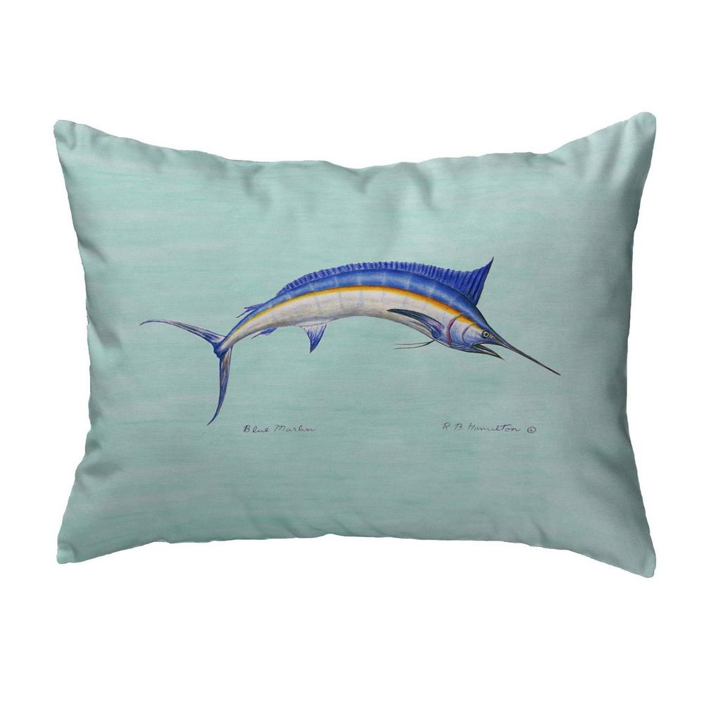 Blue Marlin - Teal Small No-Cord Pillow 11x14. Picture 1