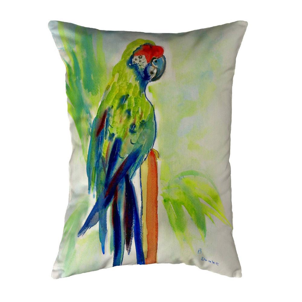 Green Parrot Small No-Cord Pillow 11x14. Picture 1