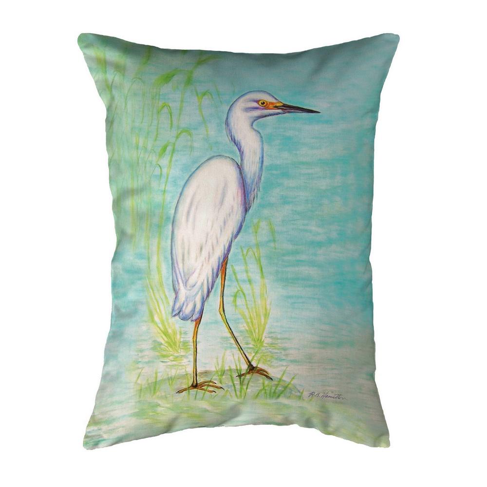 Snowy Egret Small No-Cord Pillow 11x14. Picture 1