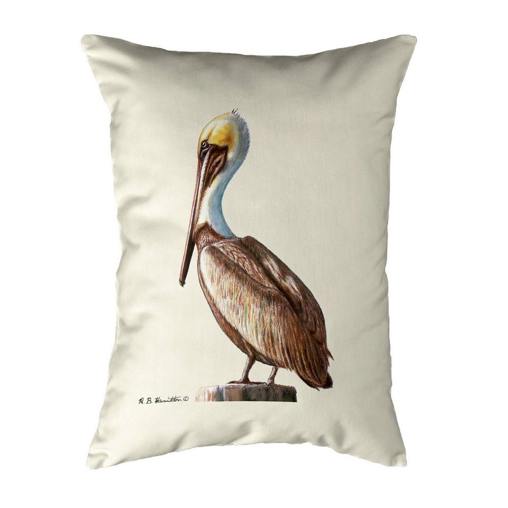 Pelican on Beige Small Noncorded Pillow. Picture 1