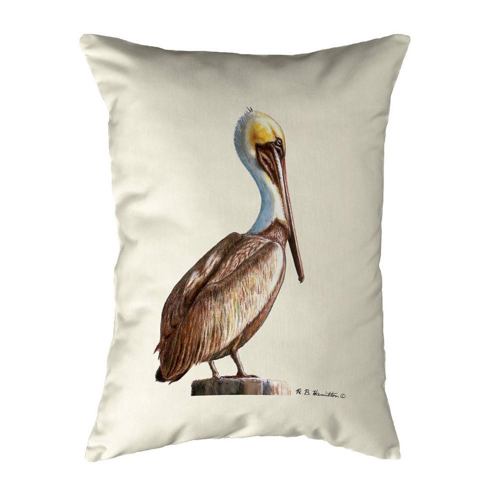 Pelican on Blue Small Noncorded Pillow. Picture 1