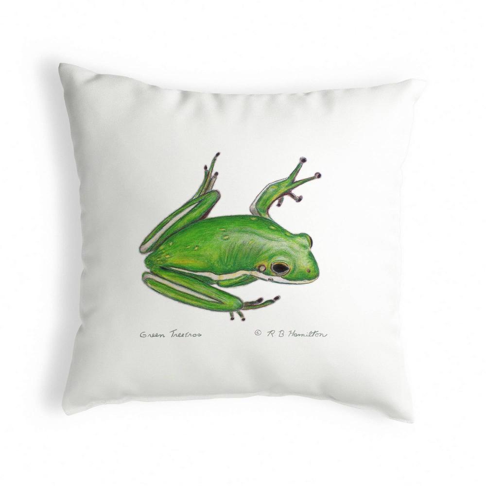 Green Treefrog Small No-Cord Pillow 12x12. Picture 1