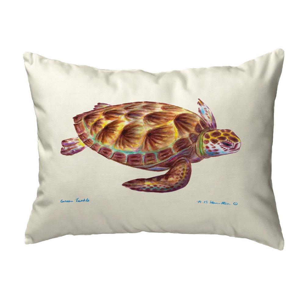 Green Sea Turtle Small No-Cord Pillow 11x14. Picture 1