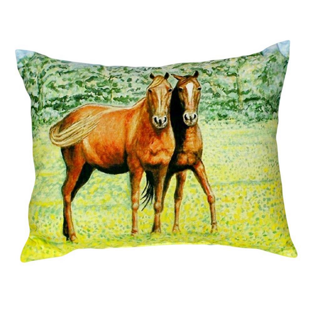 Two Horses Small No-Cord Pillow 11x14. Picture 1